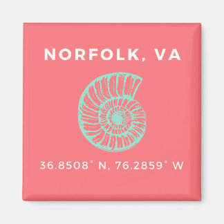 Nautical Button Magnet - Coordinates of Norfolk VA