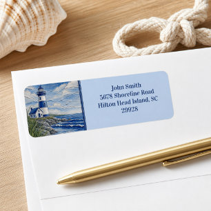 Nautical By the Sea Lighthouse Return Address Label