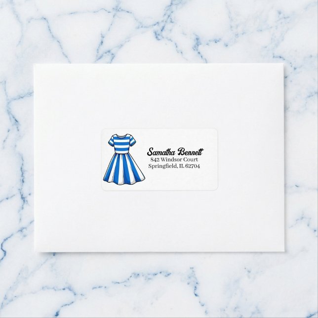 Nautical Cabana Sailor Birthday Address Label (Nautical charm on every letter.)