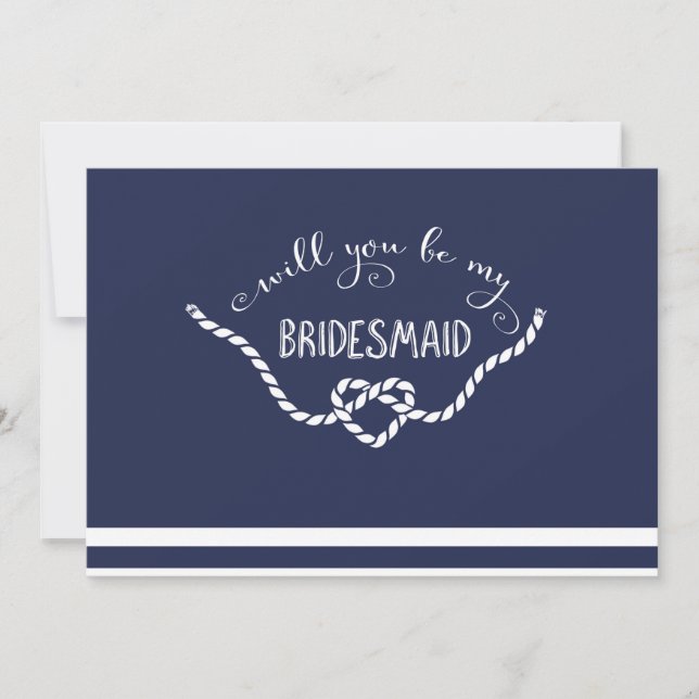 Nautical Calligraphy Will You Be My Bridesmaid Invitation (Front)