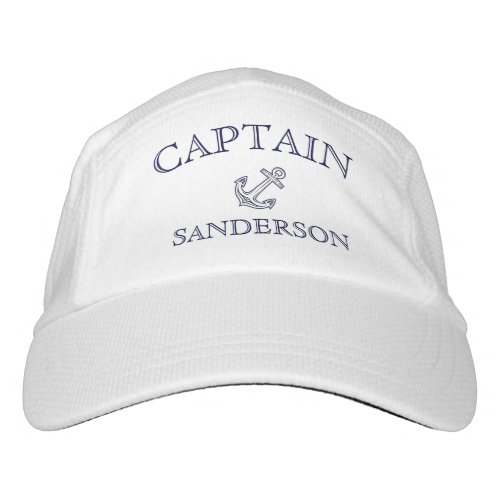 Nautical Captain Anchor Boat Name Navy  Hat