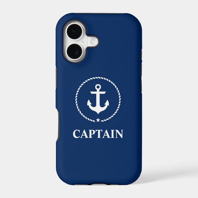 Nautical Captain Anchor Navy Blue Case-Mate iPhone Case (Back)