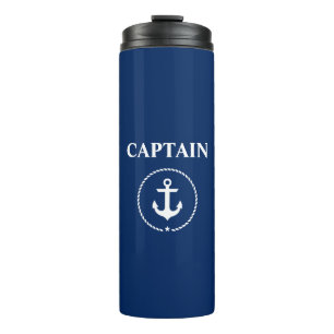 Nautical Captain Anchor Rope Navy Blue Thermal Tumbler