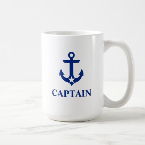 Nautical Captain Anchor Star Large Coffee Mug