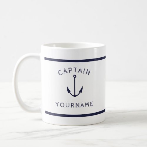 Nautical Captain Anchor with Your Name Mug