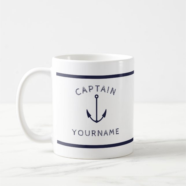 Nautical Captain Anchor with Your Name Mug (Left)