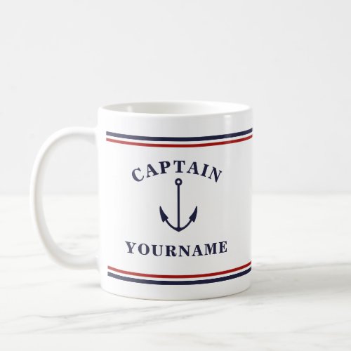 Nautical Captain Anchor Your Name in Block Mug