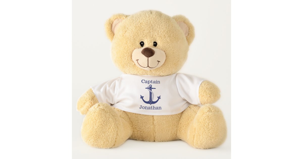 Nautical Captain Blue Anchor Add Name Large Teddy Bear