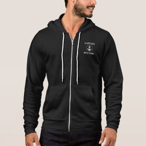 Nautical Captain Boat Name Anchor Black Gold Hoodie