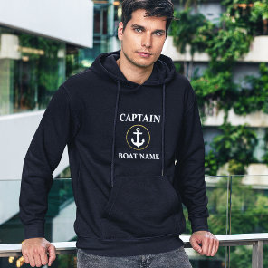 Nautical Captain Boat Name Anchor Blue Gold Hoodie