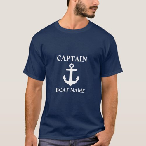 Nautical Captain Boat Name Anchor Blue T_Shirt