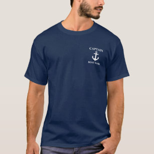 Nautical Captain Boat Name Anchor Blue T-Shirt M