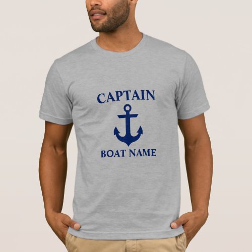Nautical Captain Boat Name Anchor FB Gray T_Shirt