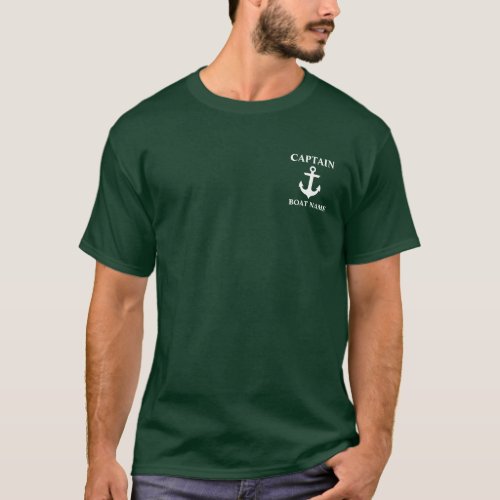 Nautical Captain Boat Name Anchor Green Mens T_Shirt