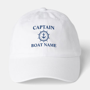 Nautical Captain Boat Name Anchor Helm Hat