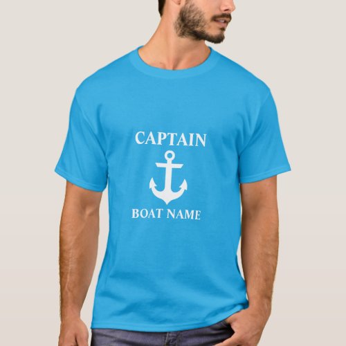 Nautical Captain Boat Name Anchor Malibu Blue T_Shirt