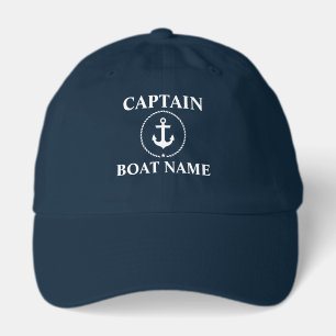 Nautical Captain Boat Name Anchor Rope Blue Hat
