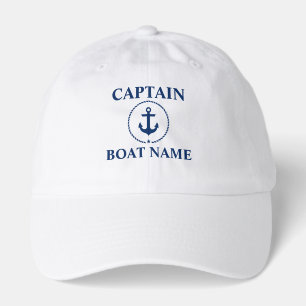 Nautical Captain Boat Name Anchor Rope Hat