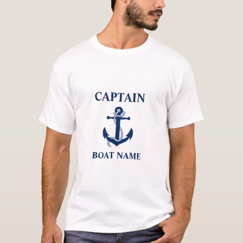 Nautical Captain Boat Name Anchor Rope T_Shirt