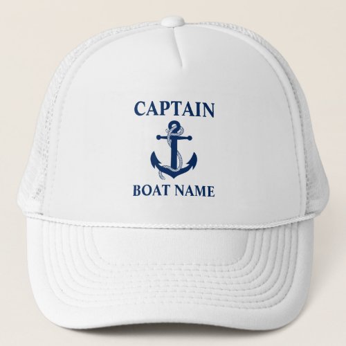 Nautical Captain Boat Name Anchor Rope Trucker Hat