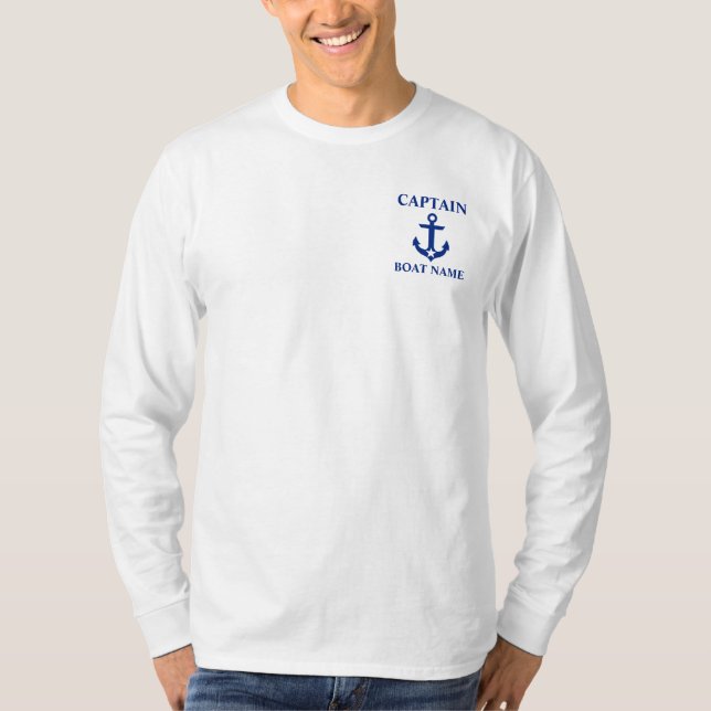 Nautical Captain Boat Name Anchor Star Henley T-Shirt (Front)