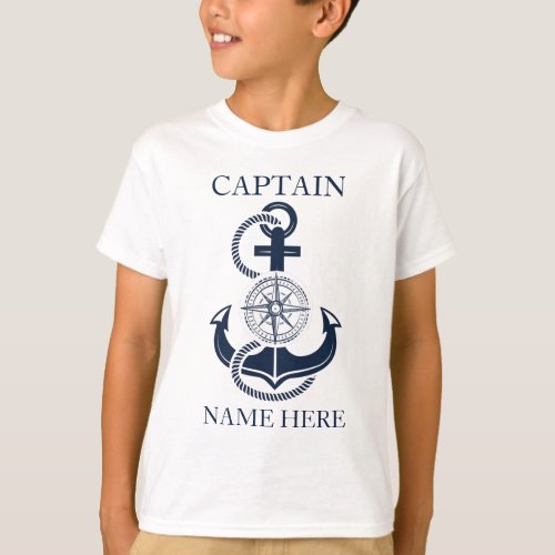 Nautical Captain Boat Name Blue Anchor T_Shirt