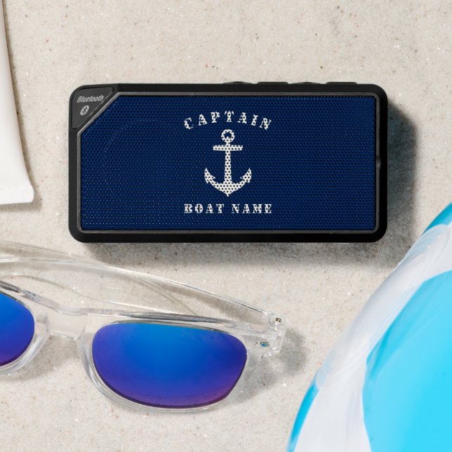 Nautical Captain Boat Name Classic Anchor Navy  Bluetooth Speaker (Insitu(Beach))