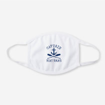 Nautical Captain Boat Name Navy Blue Anchor Oars White Cotton Face Mask