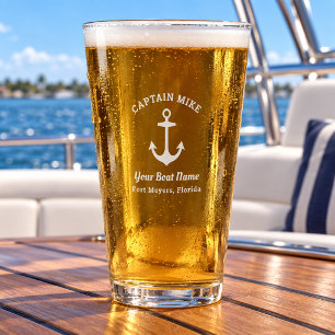 Nautical Captain Custom Boat Name Port Pint Glass