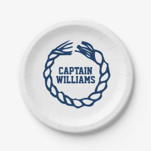 Nautical Captain Custom Name sailing rope knots Paper Plates