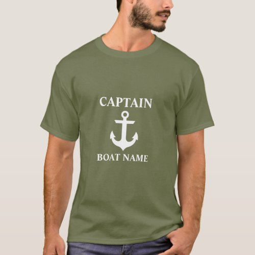 Nautical Captain Green Boat Name Anchor T_Shirt