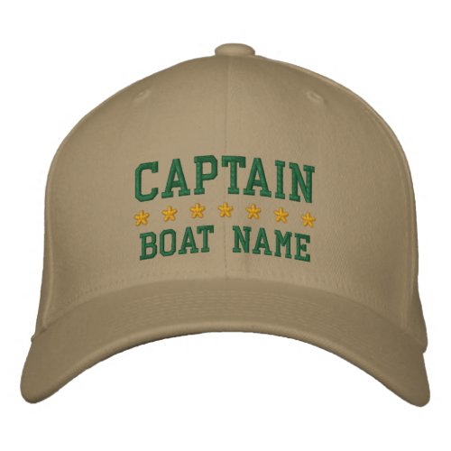 Nautical Captain Khaki Your Boat Name Embroidered Baseball Cap