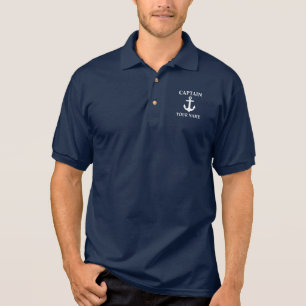 Nautical Captain Name Anchor Blue Polo Shirt