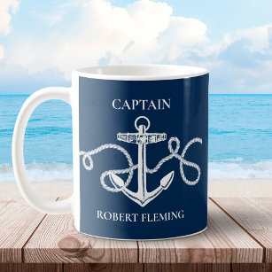 Nautical Captain Name Anchor Custom Coffee Mug