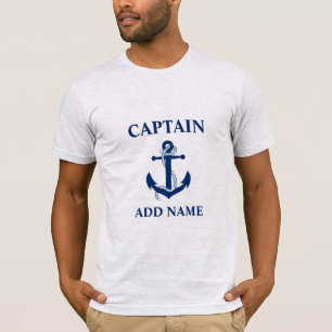 Nautical Captain Name Anchor Rope Gray T-Shirt