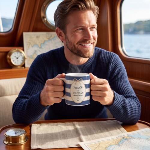 Nautical Captain Of My Heart Script Name Anchor  Coffee Mug