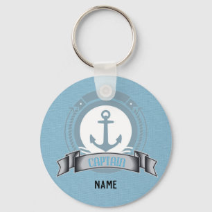 Nautical CAPTAIN Personalized Gift - Blue Anchor Keychain