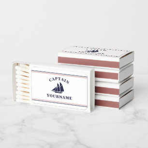 Nautical Captain Sailboat Your Name Matchboxes