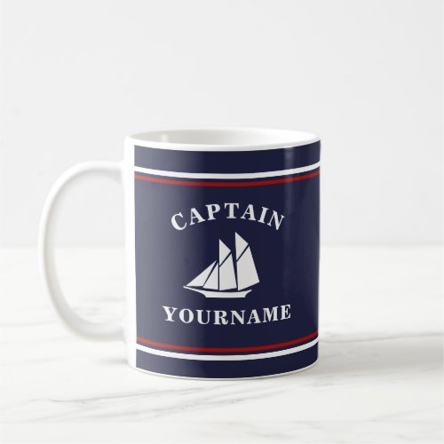 Nautical Captain Sailboat Your Name Navy Mug