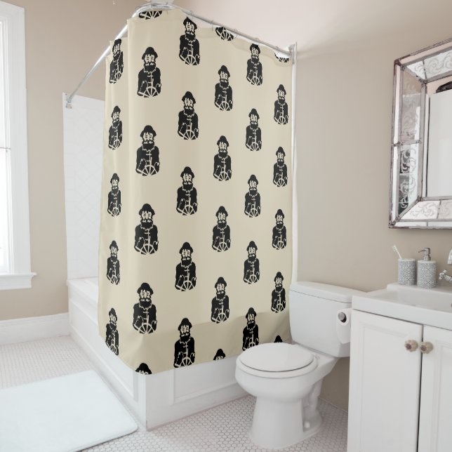 nautical CAPTAIN themed pattern | Shower Curtain (In Situ)