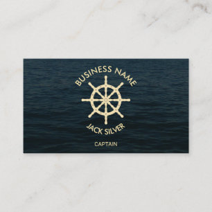  Nautical Captain With Helm Logo  Business Card