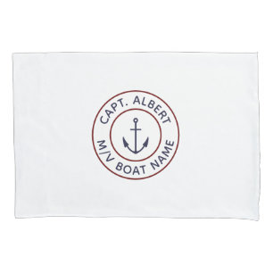 Nautical Captain with Your Name Anchor Pillow Case
