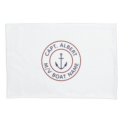 Nautical Captain with Your Name Anchor Pillow Case