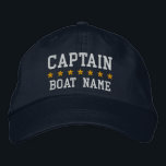 Nautical Captain Your Boat Name Cap Bl<br><div class="desc">Nautical Captain Your Boat Name Personalized Cap Dark Blue</div>