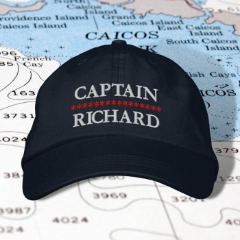 Nautical Captain Your Name Custom Embroidered Hat by frankie_and_marlow at Zazzle