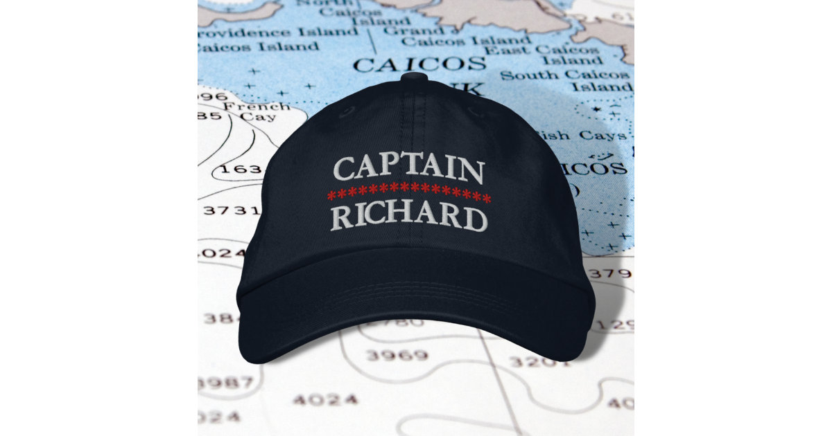 Nautical Captain Your Name Custom Embroidered Hat | Zazzle