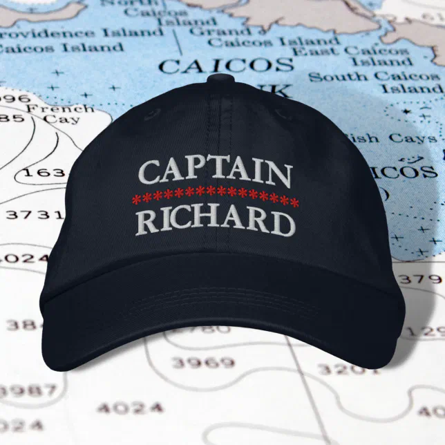 Nautical Captain Your Name Custom Embroidered Hat
