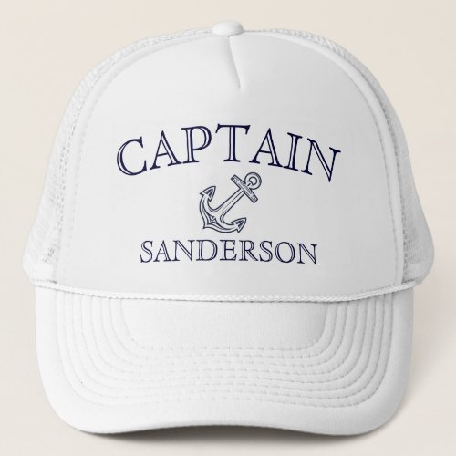 Nautical Captains Anchor Boat Name Navy baseball  Trucker Hat