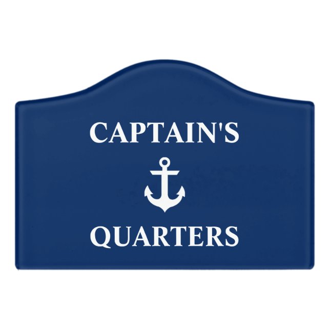 Nautical Captain's Quarters Anchor Navy Blue Crest Door Sign (Small Crest Front)