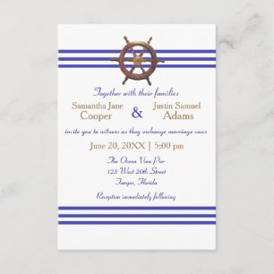 Nautical Captain's Wheel - 3x5 Wedding Invitation